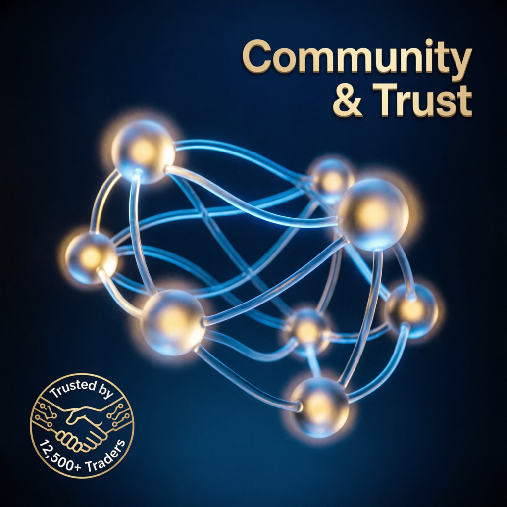 Community and trust network visualization showing connected traders