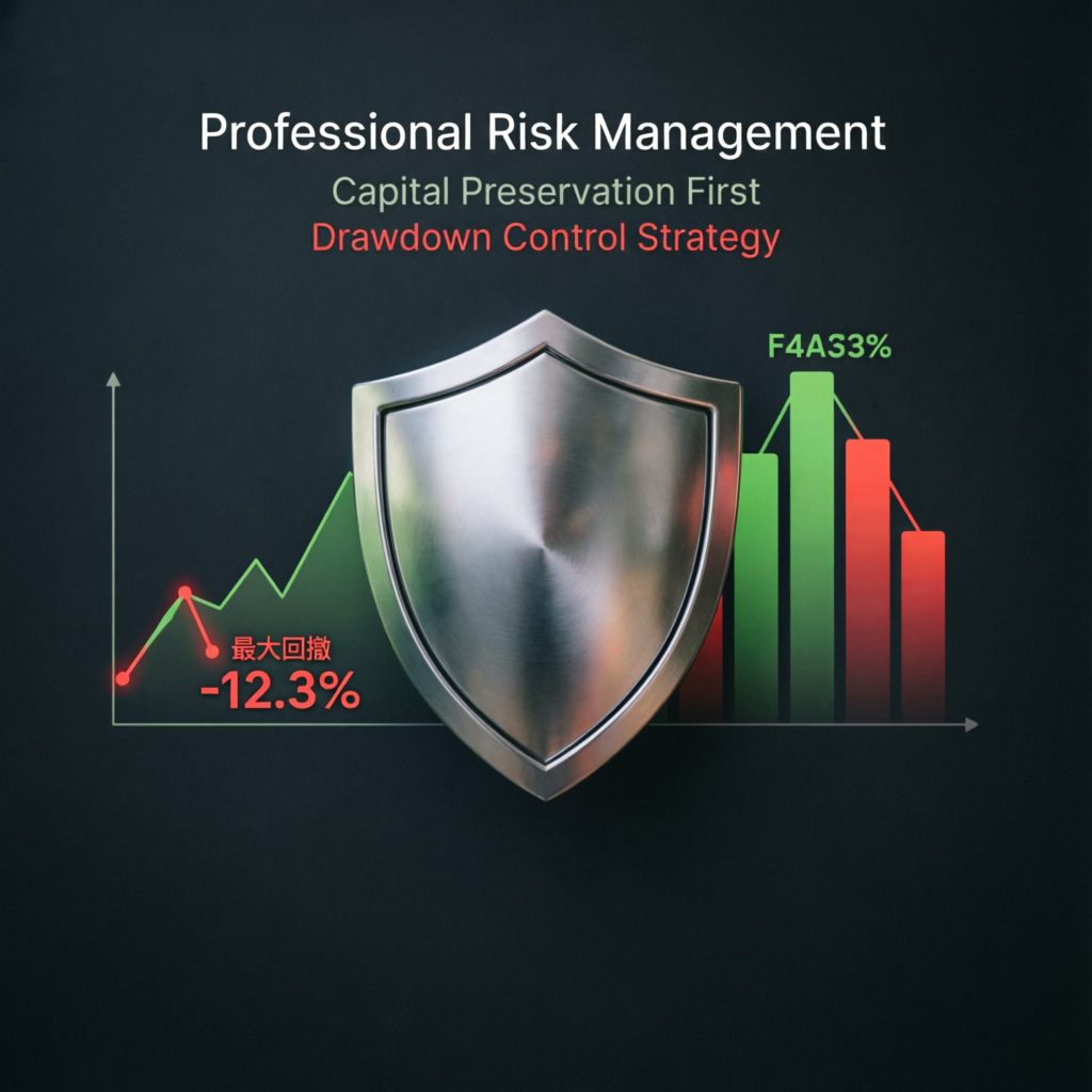 Professional risk management illustration showing capital preservation and drawdown control