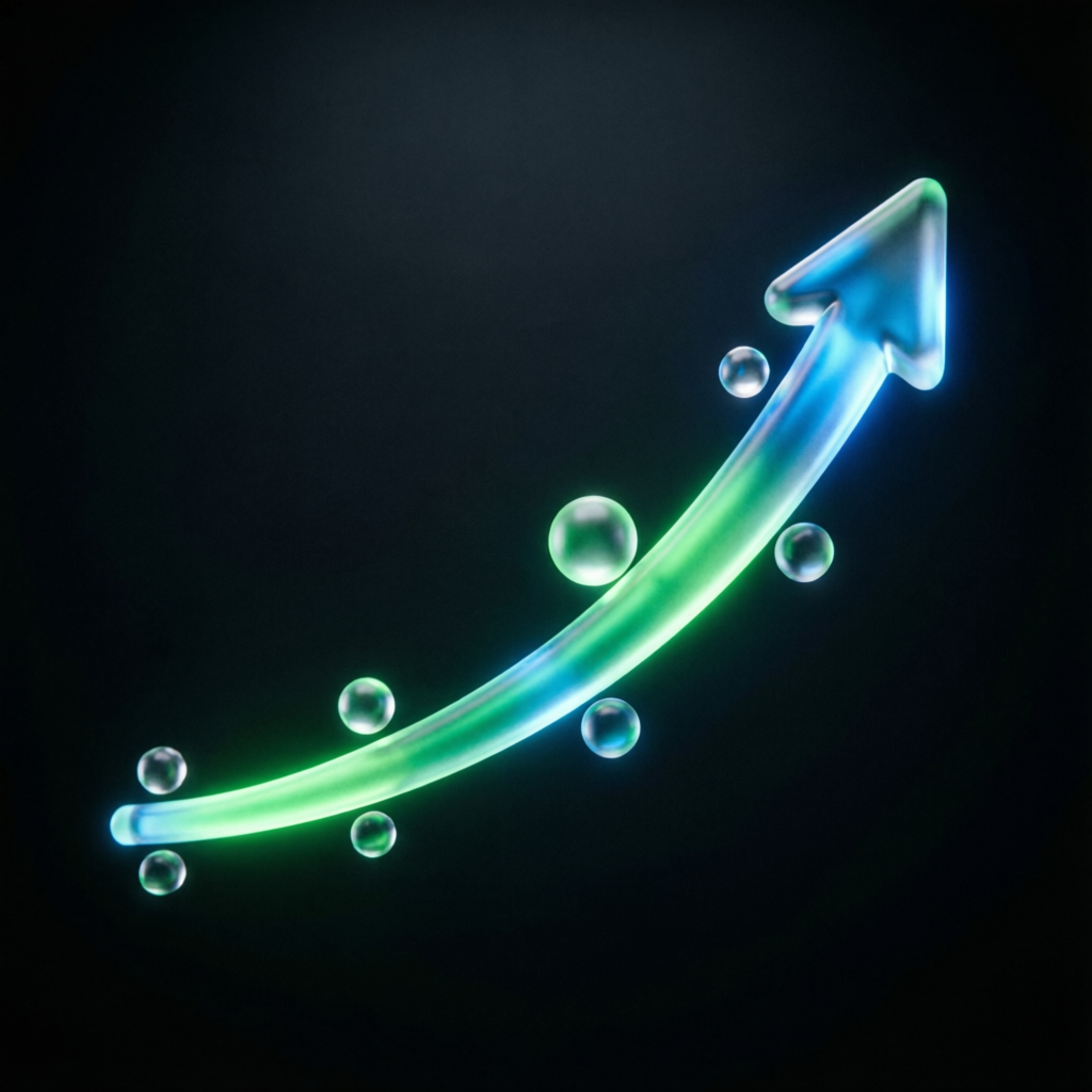 Rising profit growth arrow representing trading success