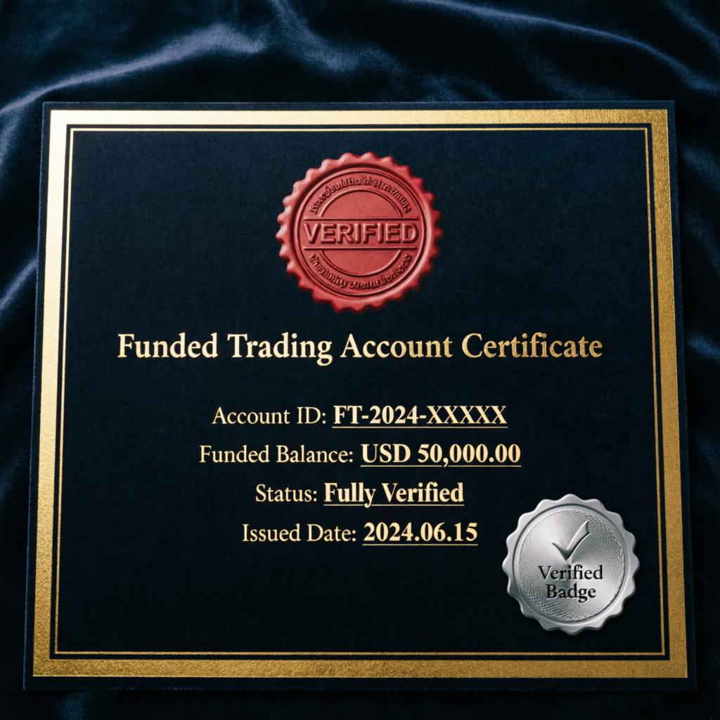 Verified Funded Trading Account Certificate - Prop Firm Passing Service Results