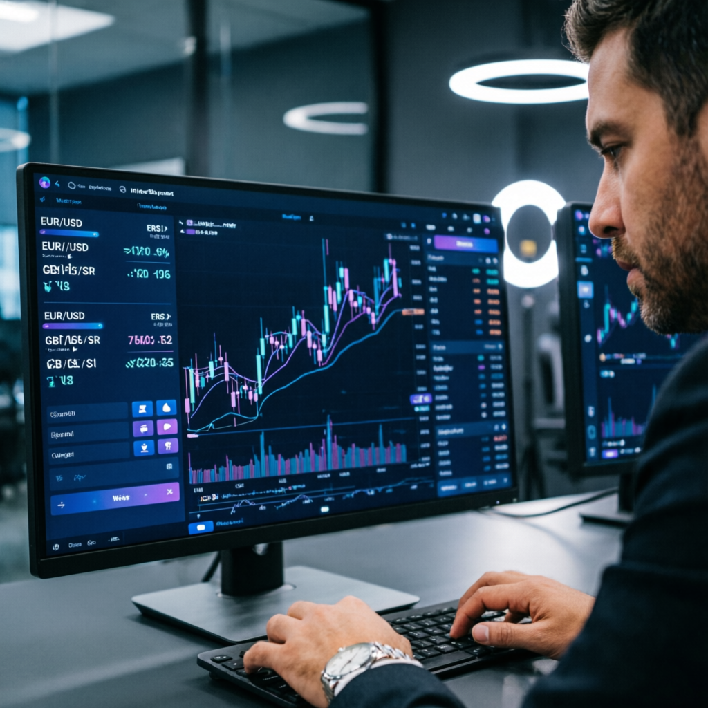 Professional trader analyzing forex charts - Prop Firm Services by PFM Capitals