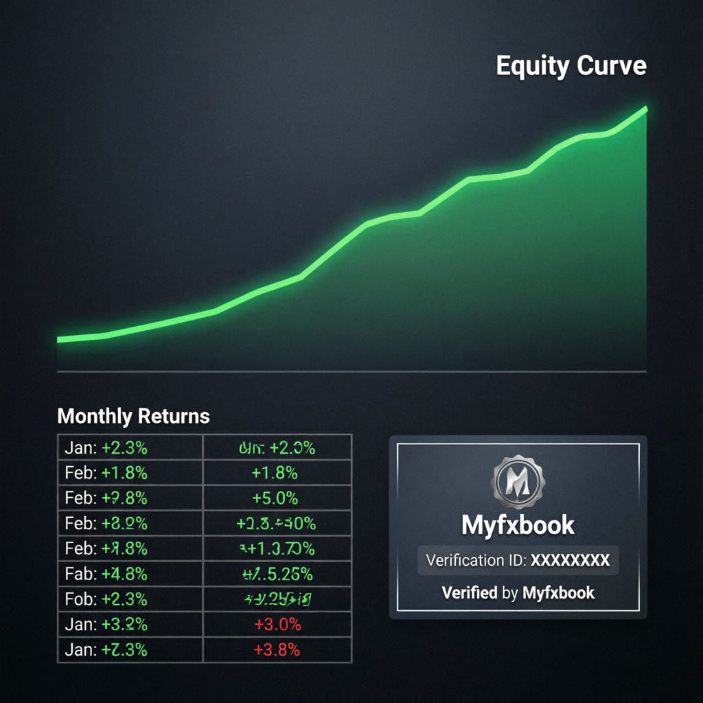 Myfxbook Verified Trading Performance - Equity Curve and Monthly Returns