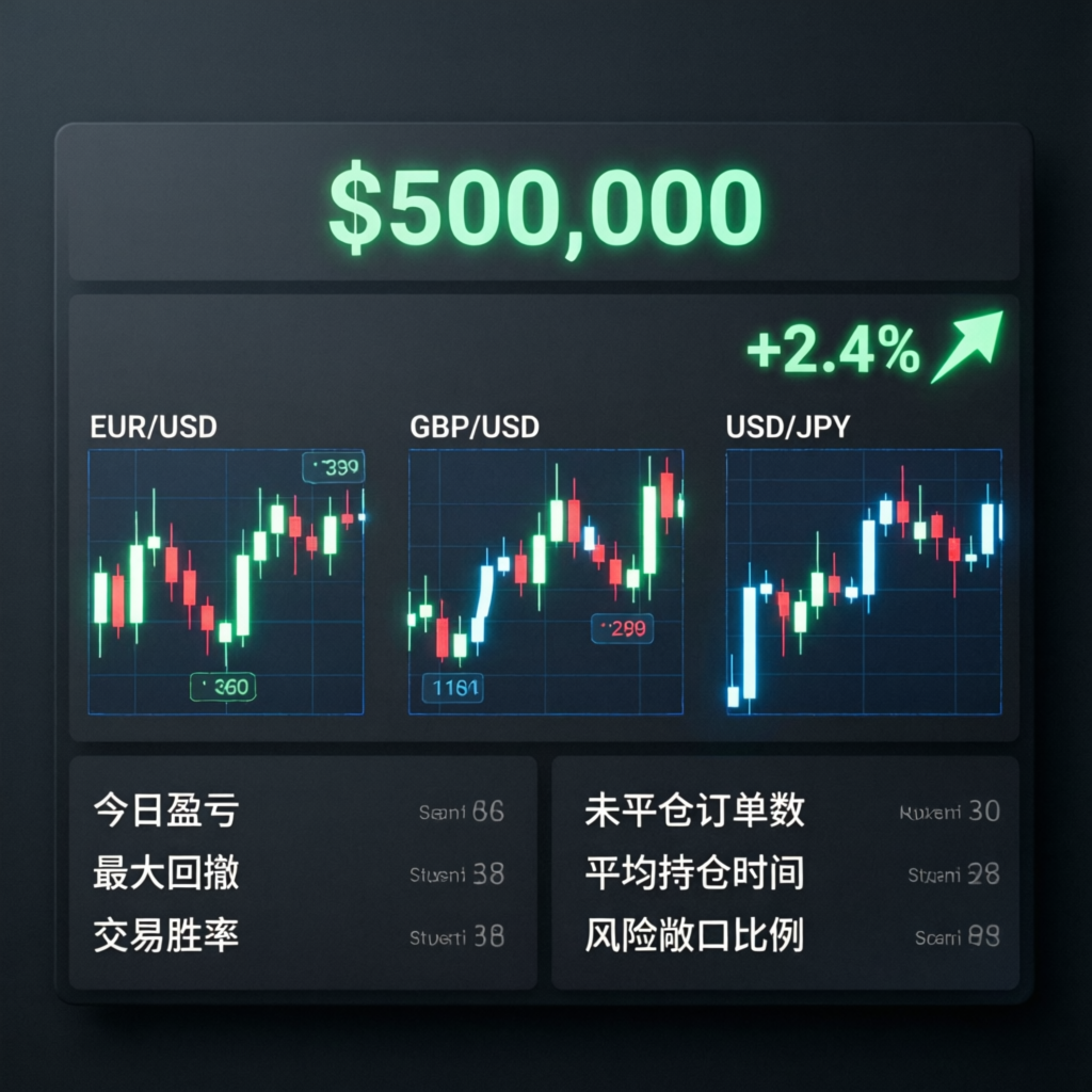 FTMO $500K funded account trading dashboard