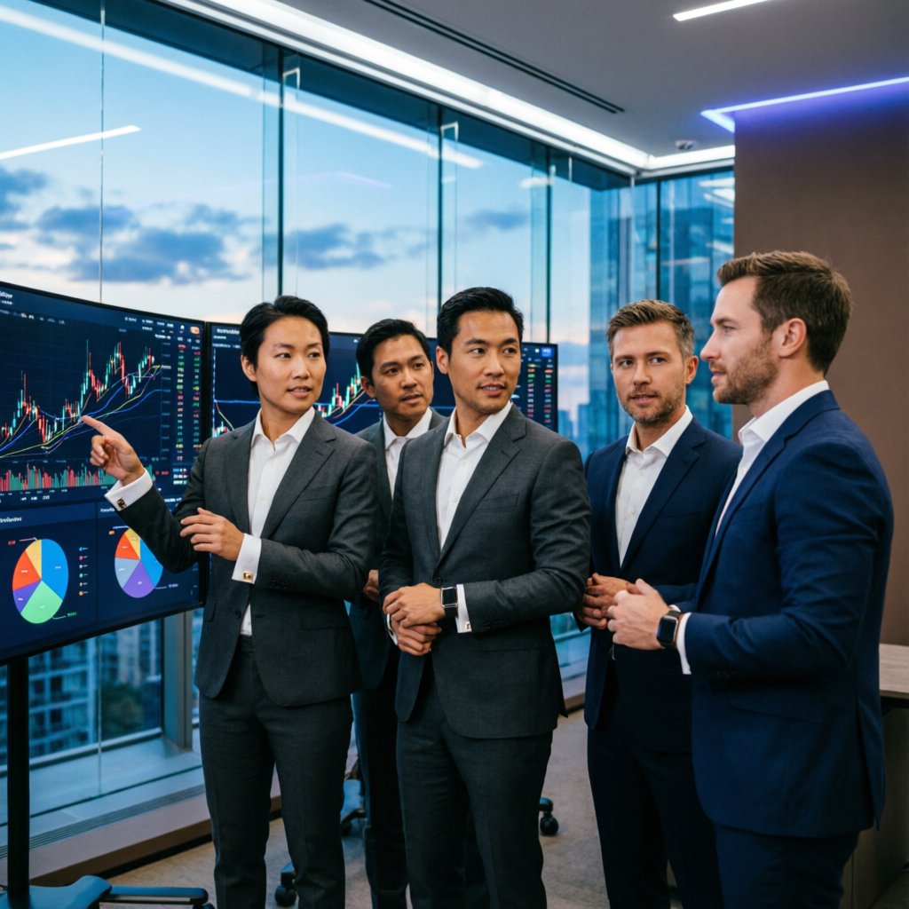Professional trading team managing prop firm accounts