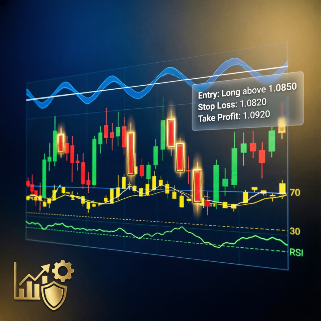 Professional forex trading strategy with technical indicators