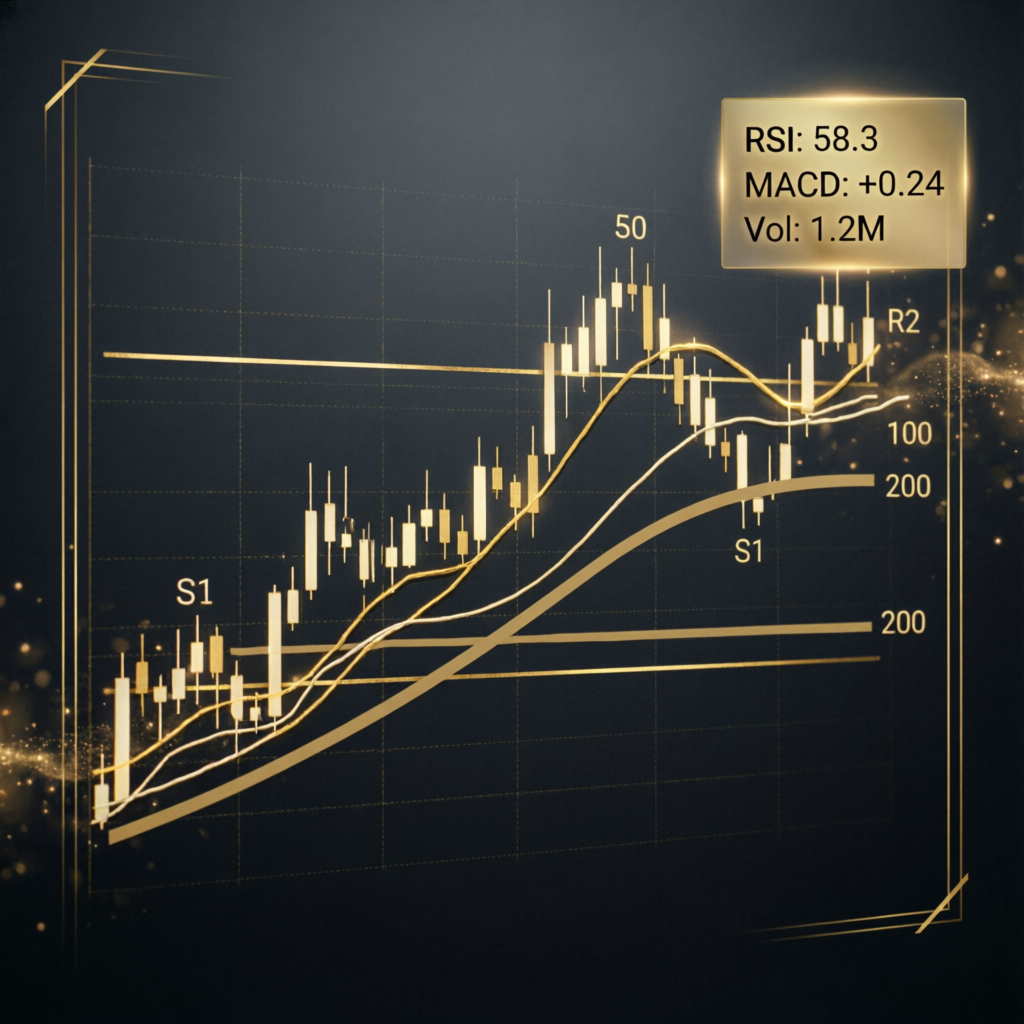 Professional forex trading strategy chart with technical indicators and analysis tools