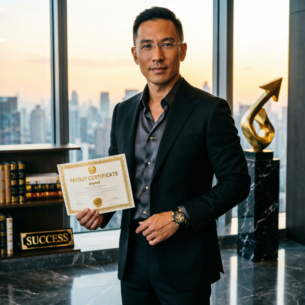 Professional trader holding payout certificate representing Apex Trader Funding success