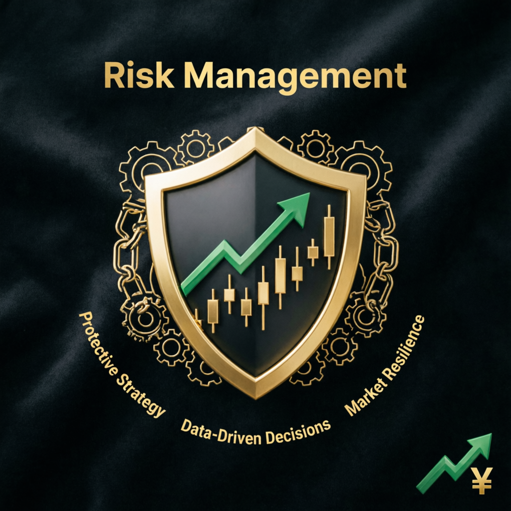 Risk management shield protecting prop firm trading accounts