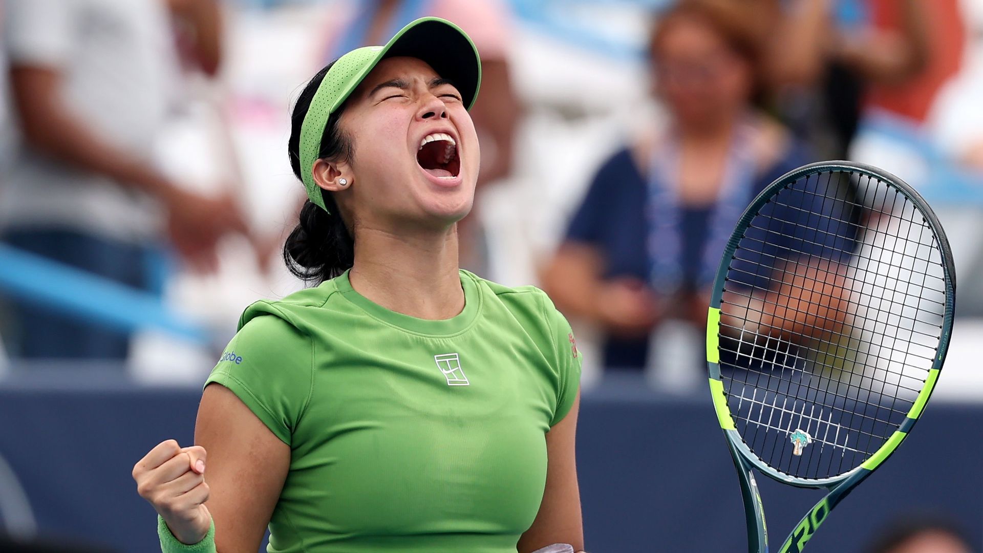 Alexandra Eala celebrates winning the 2026 Mubadala DC Open