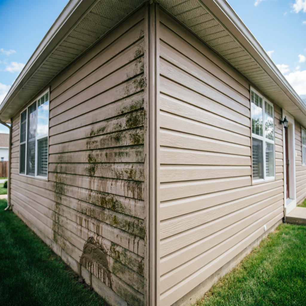 before pressure washing dirty house siding Brunswick County