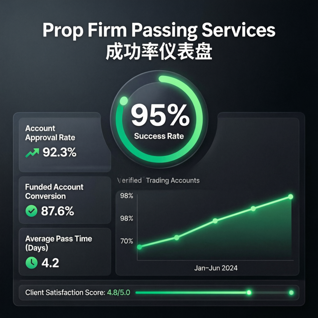 Prop Firm Passing Services Success Rate Dashboard - 95% Success Rate