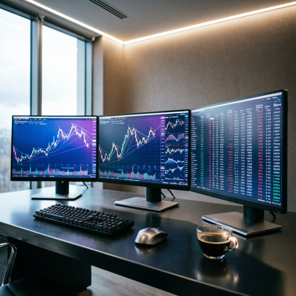 Professional trading desk setup - PFM Capitals trading environment