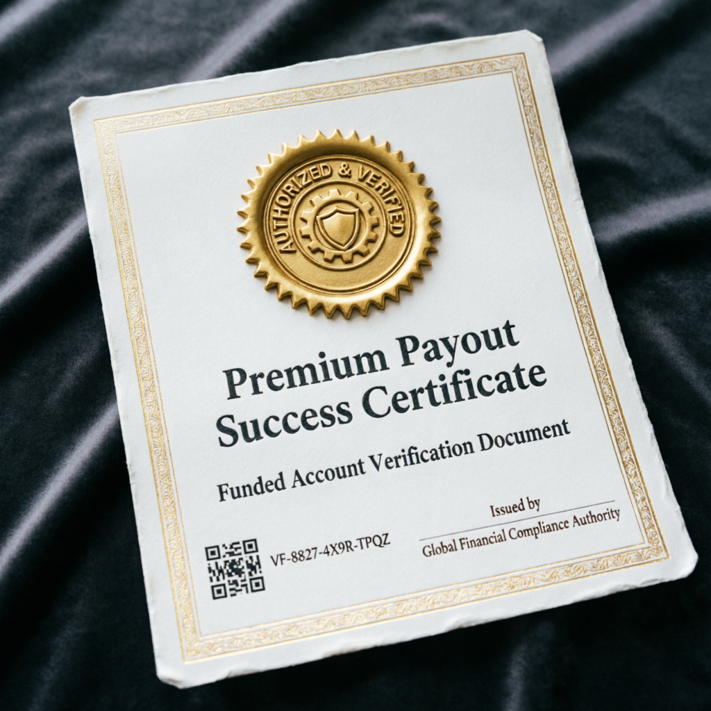 Premium Payout Success Certificate for funded account verification