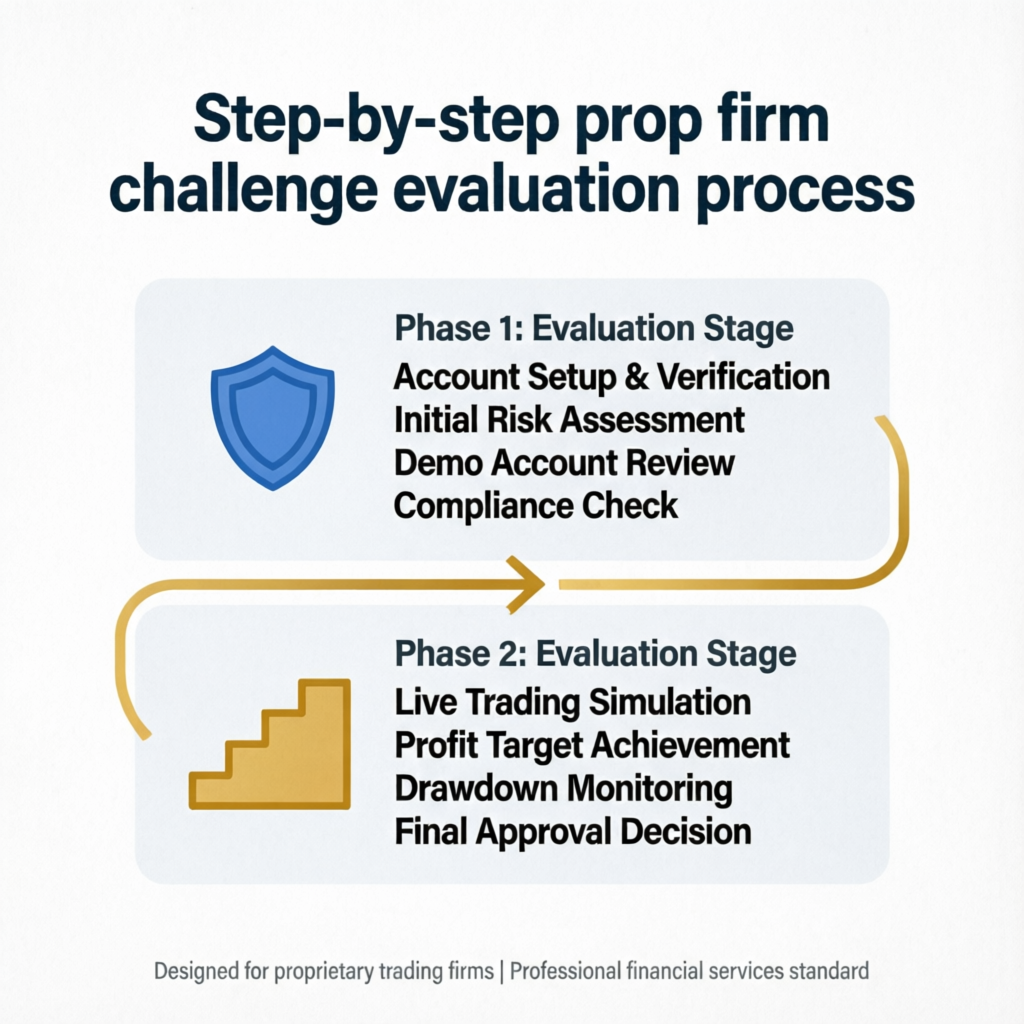 Step-by-step prop firm challenge evaluation process