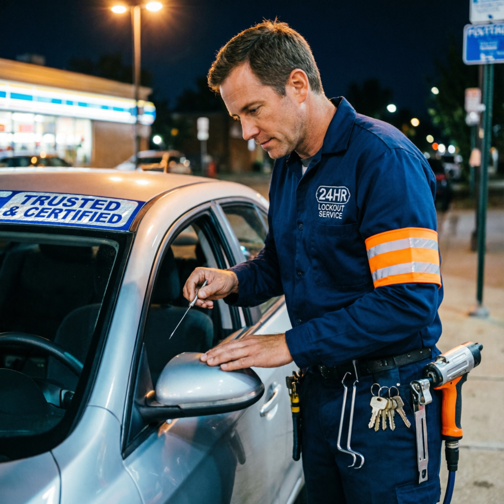 Cerrajero profesional trabajando