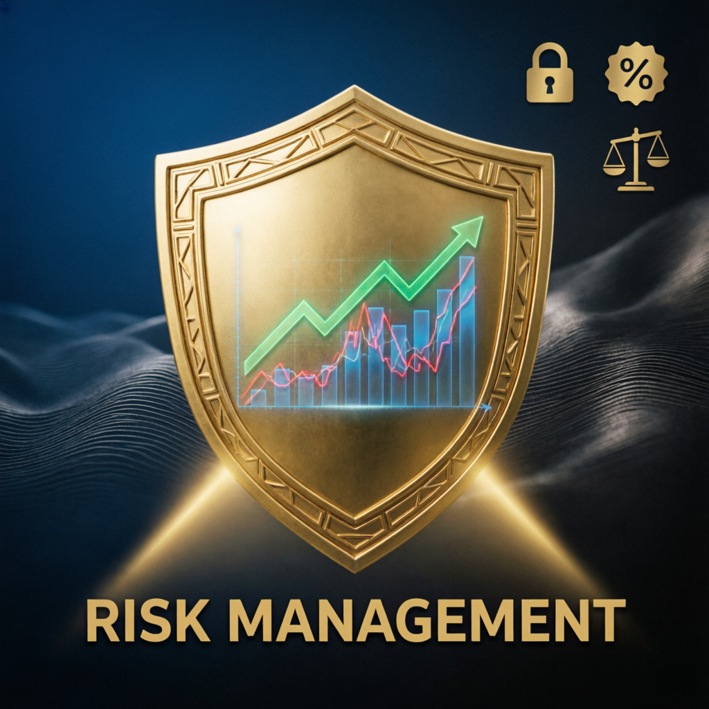 Risk management shield protecting trading account