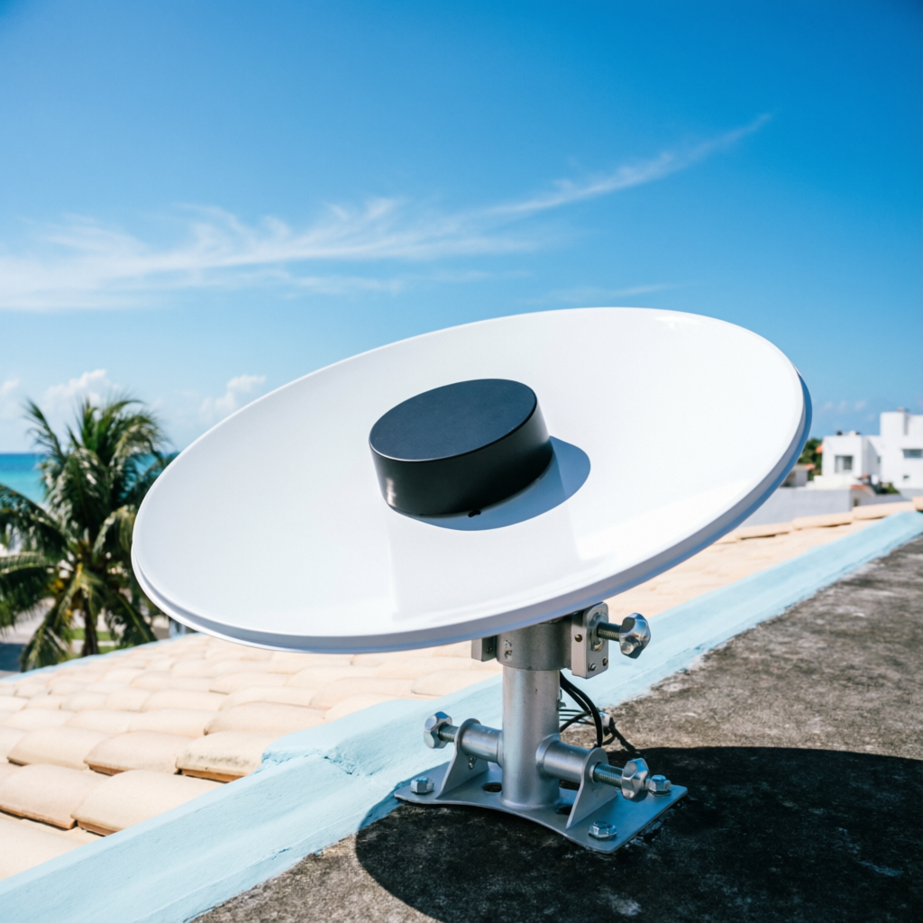 Instalación de antena Starlink para conectividad de alta velocidad