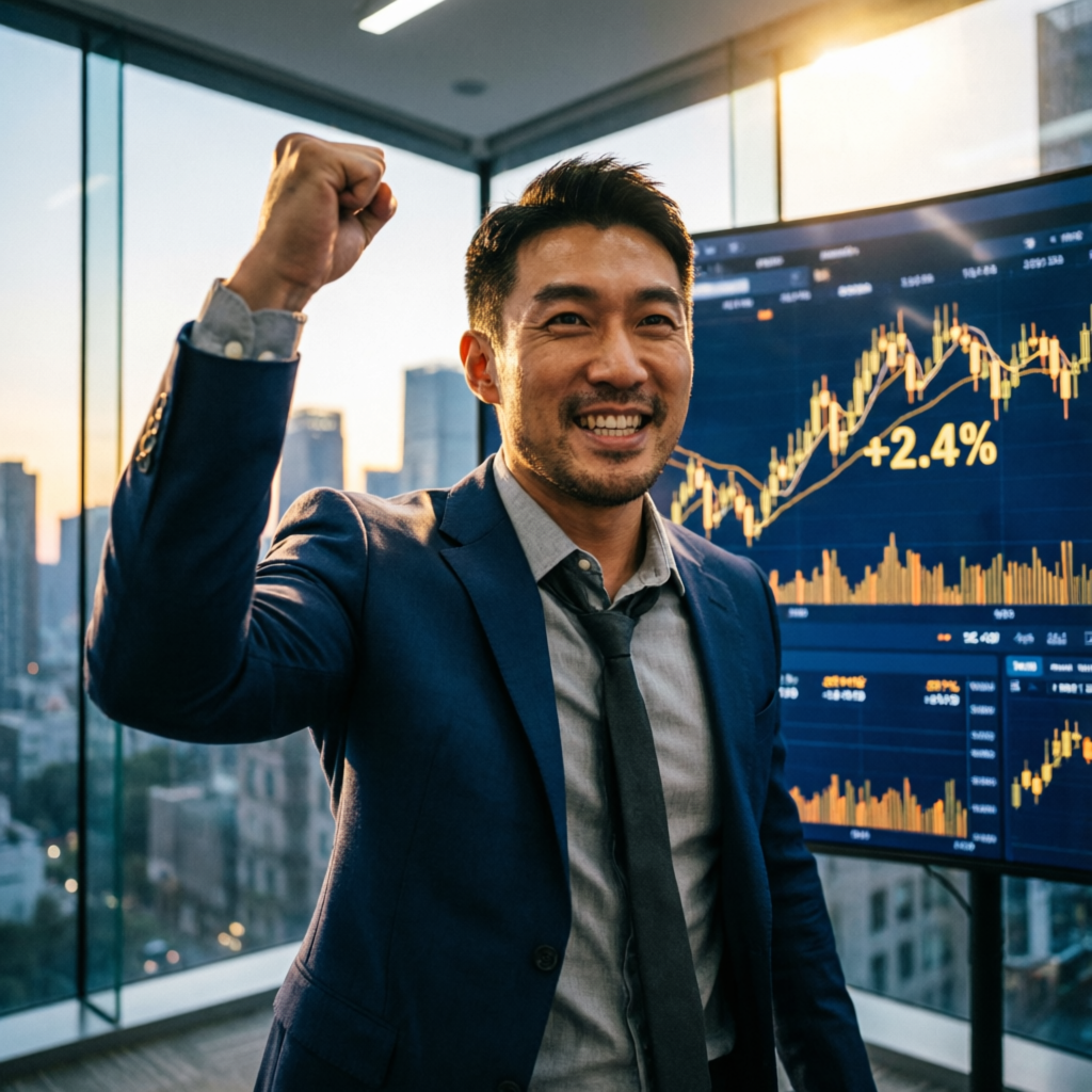 Trader celebrating successful prop firm challenge completion