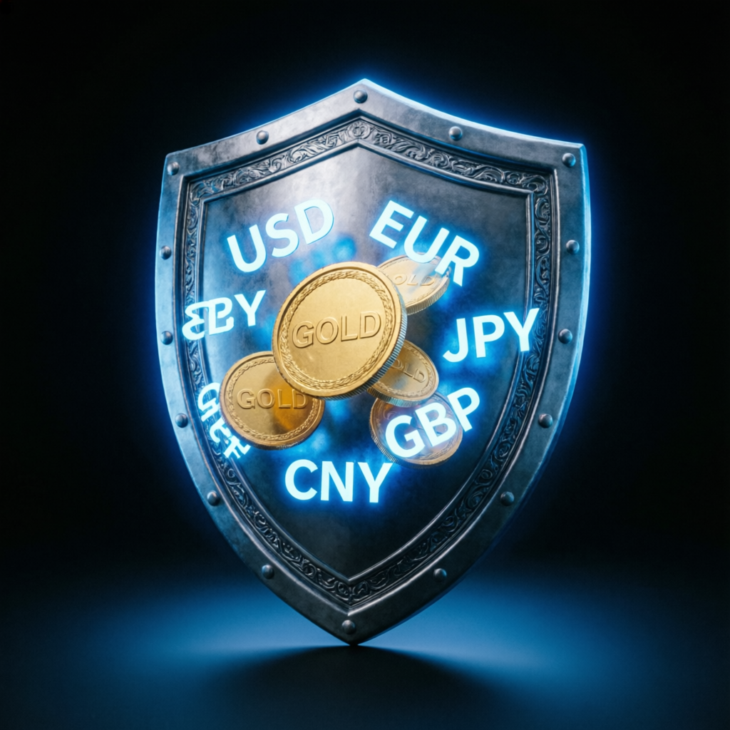 Risk management shield protecting forex trading capital