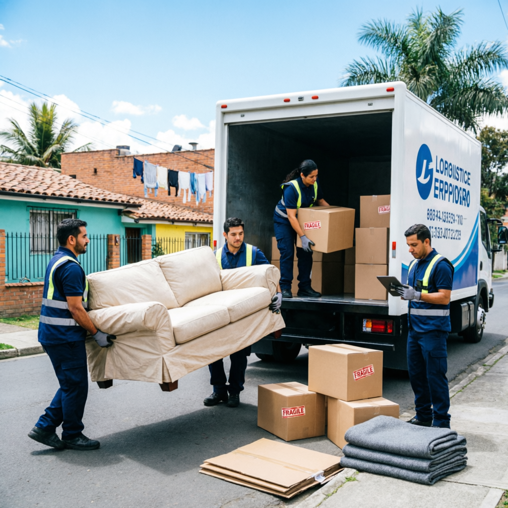 Trasteos Kennedy Bogotá - Equipo profesional de mudanzas cargando camión