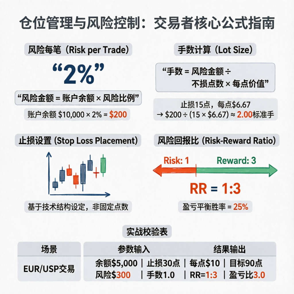 Position sizing and risk per trade calculation guide for forex trading