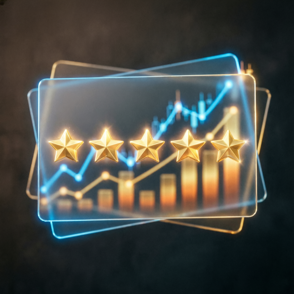 Five star reviews with trading profit charts