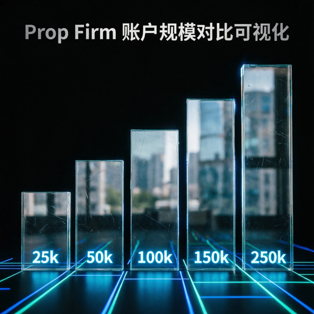 Apex Trader Funding account sizes comparison from 25k to 250k