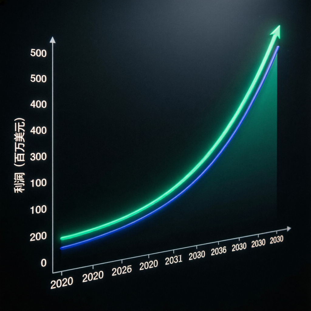 Exponential financial growth curve showing consistent trading profits over time