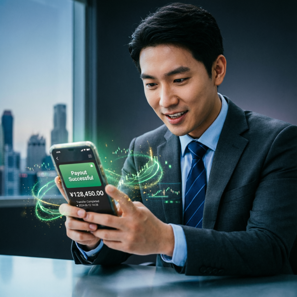 Trader receiving successful Topstep payout notification on mobile device