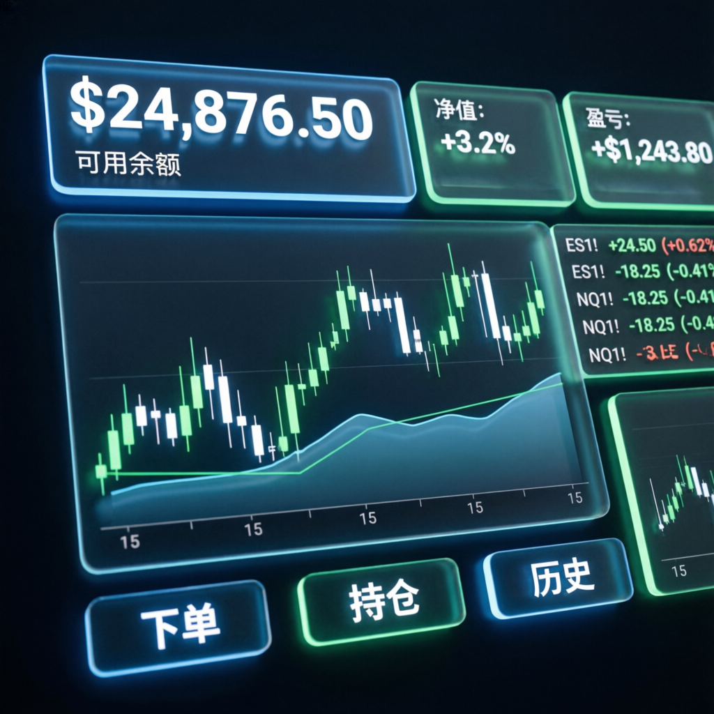 Topstep trading platform dashboard showing account balance and profit charts