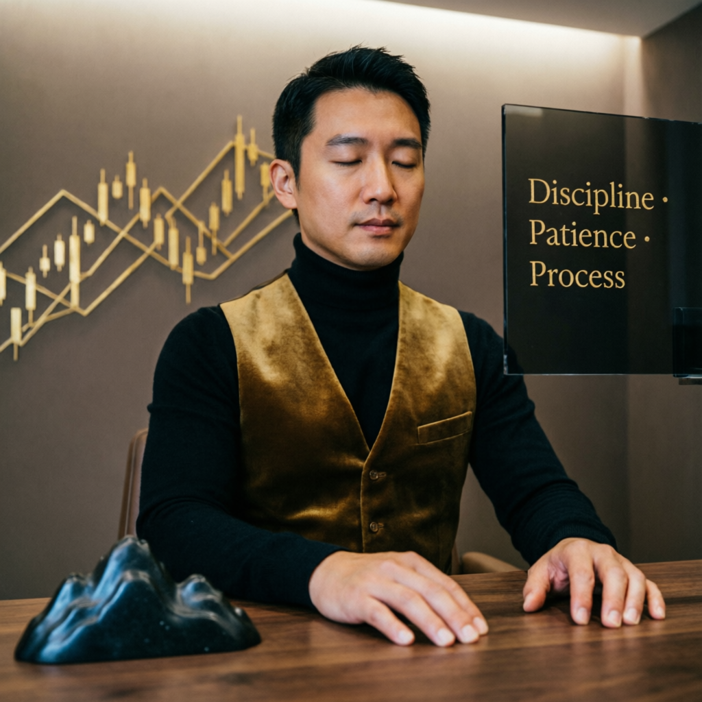Professional trader demonstrating discipline patience and process mindset