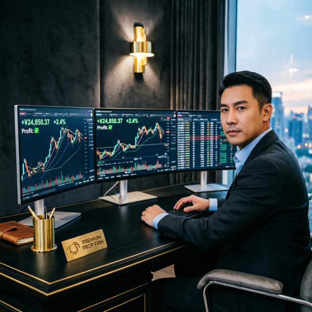 Premium prop firm trading service with professional setup