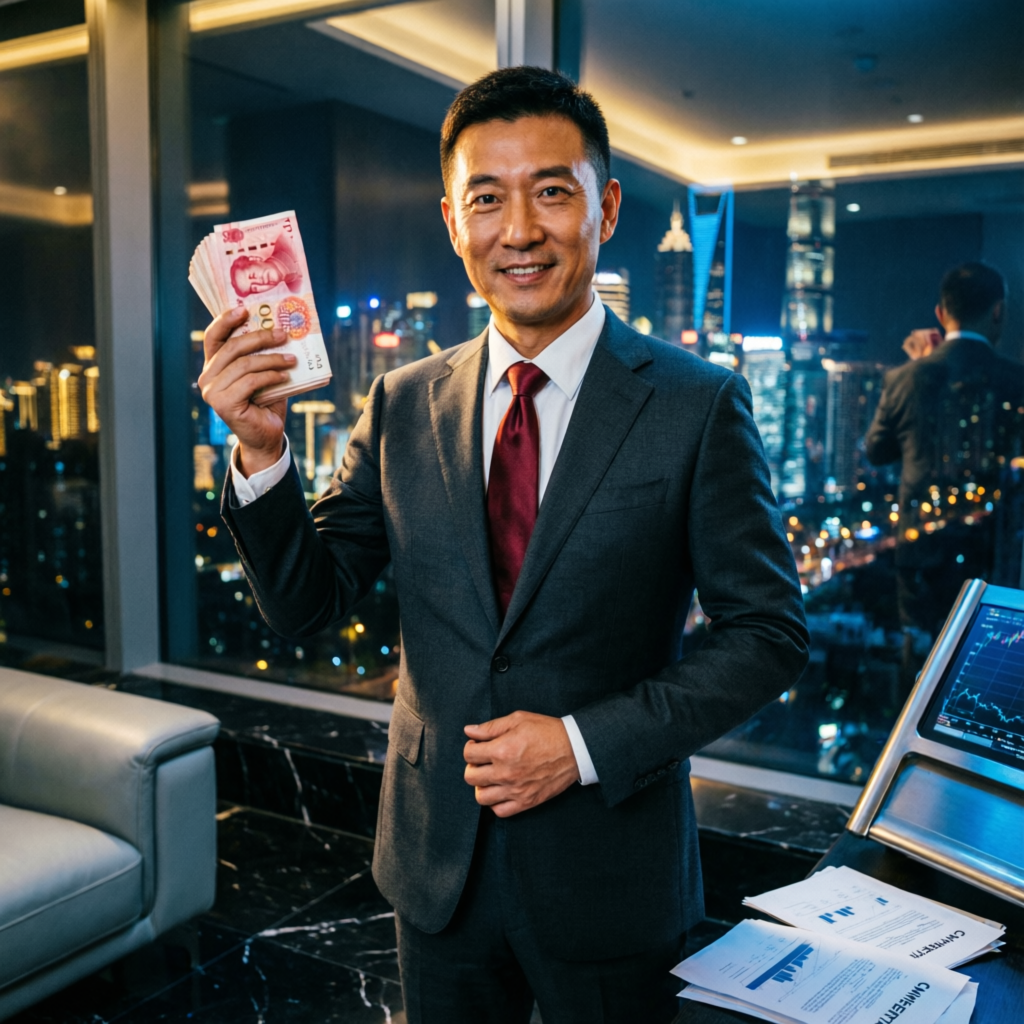 Successful trader celebrating profitable payouts from funded account
