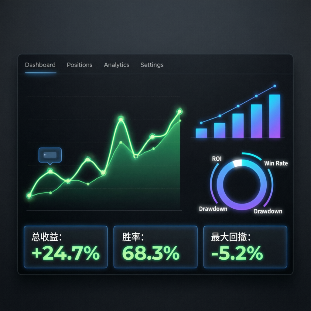Professional trading dashboard showing profit analytics and performance metrics