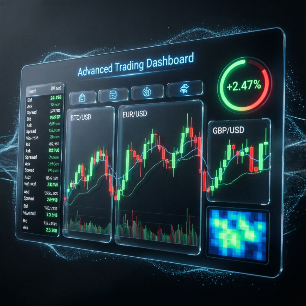 Advanced trading dashboard showing prop firm challenge management and funded account performance