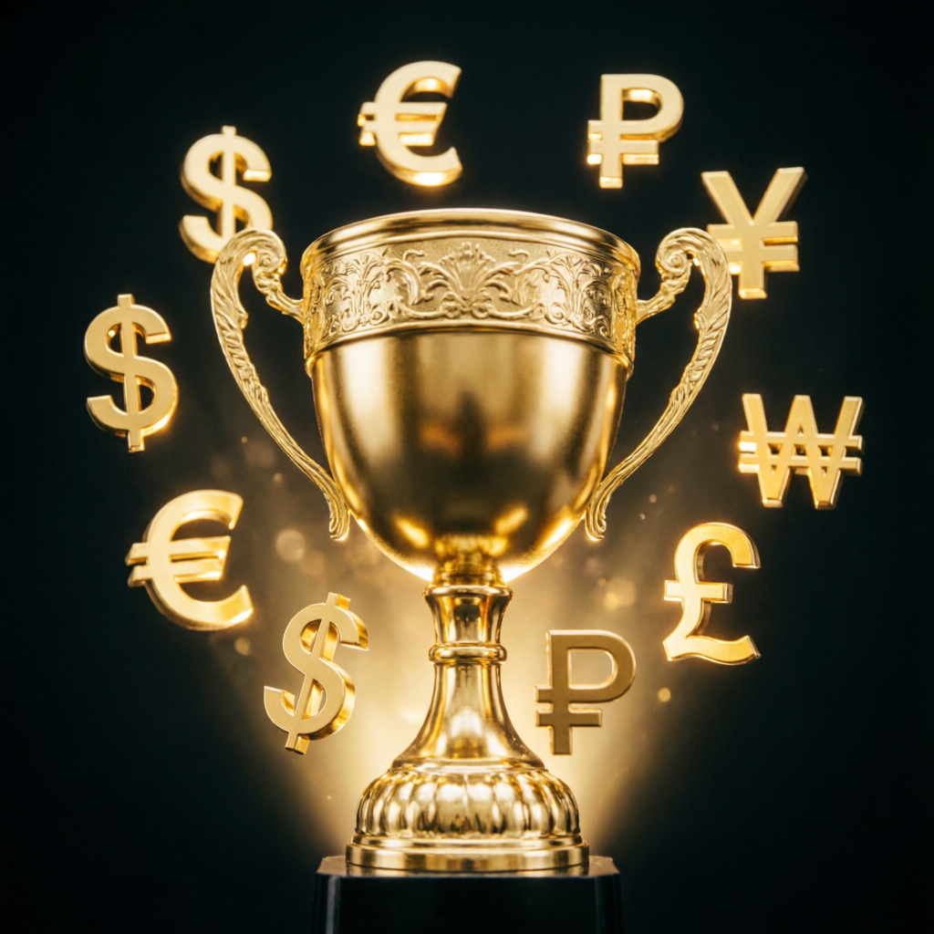Golden trophy representing successful prop firm challenge completion and funded account achievement