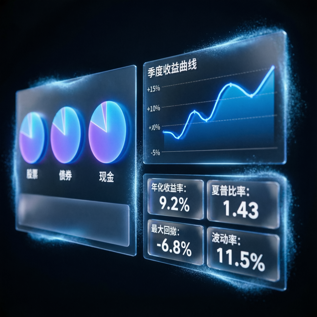 Account management dashboard showing portfolio performance metrics