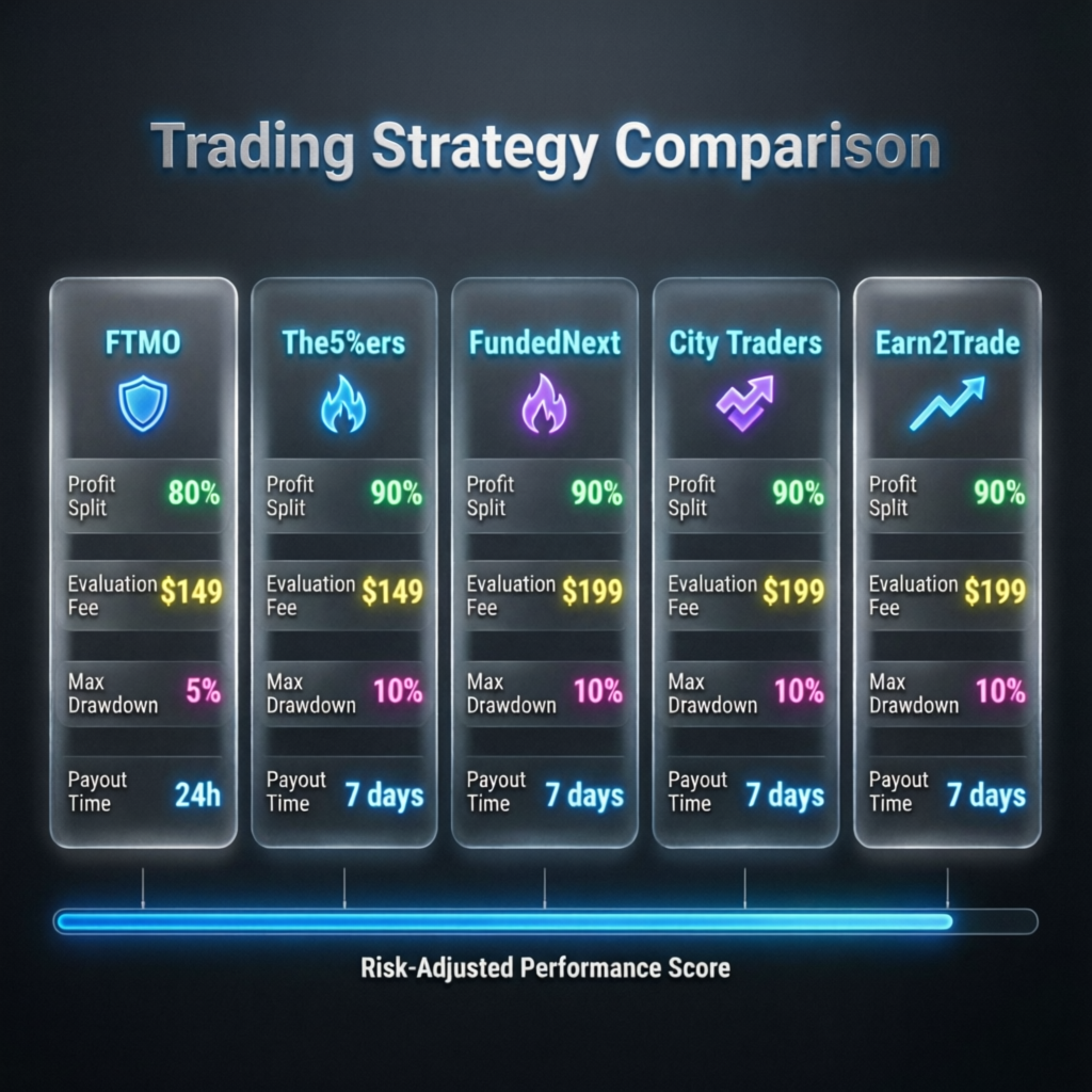 Trading strategy comparison between prop firms