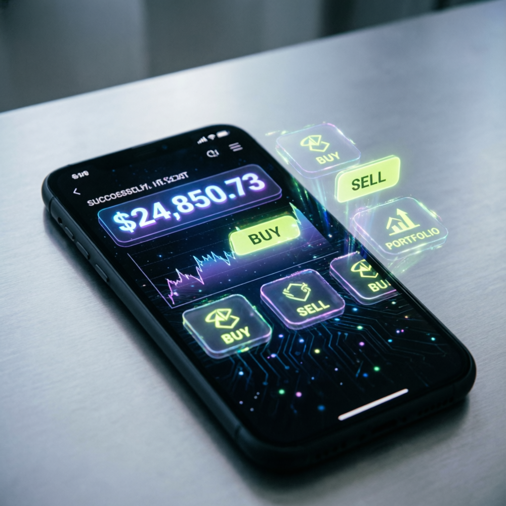 Mobile trading app showing funded account profits