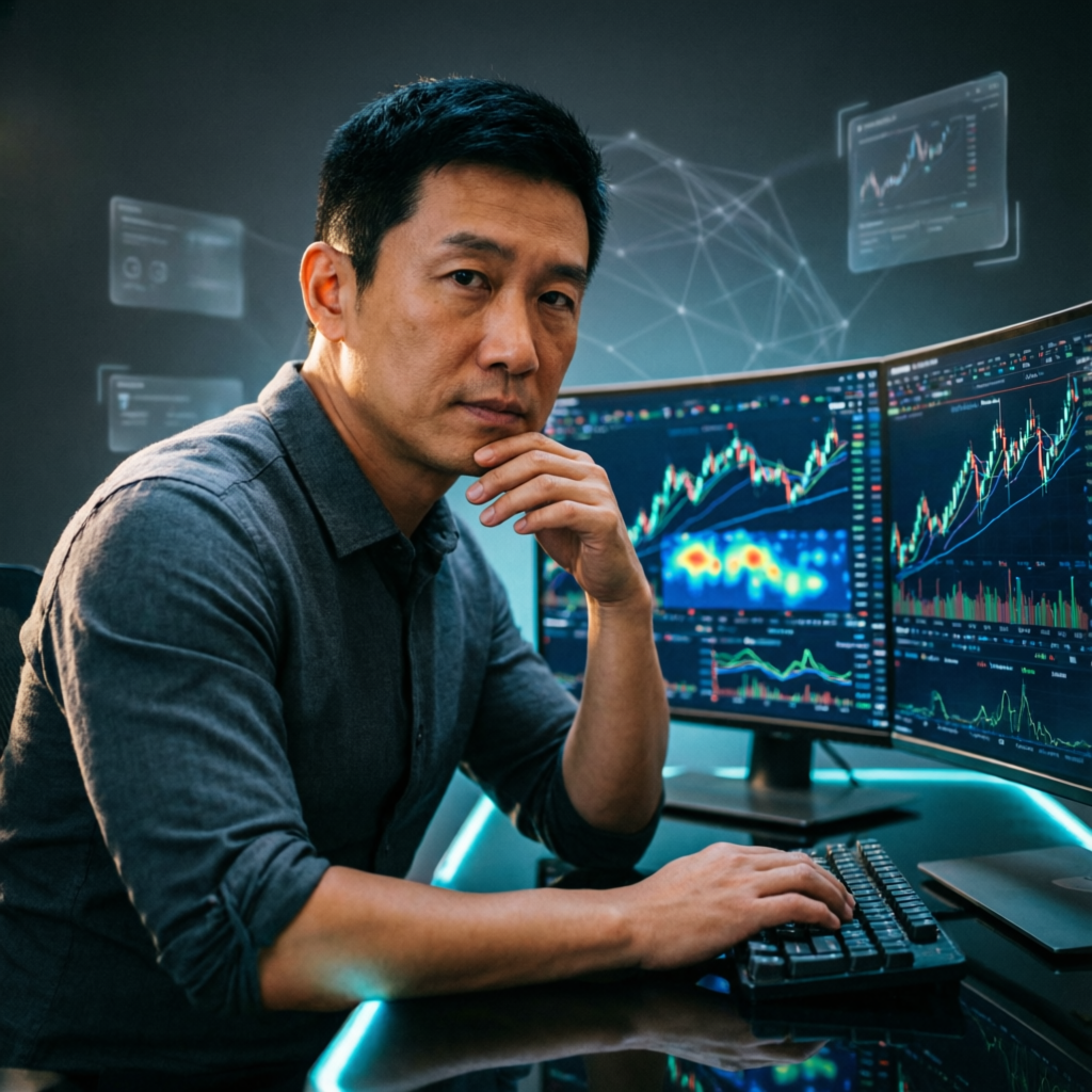 Professional forex trader analyzing Apex Trader Funding evaluation charts