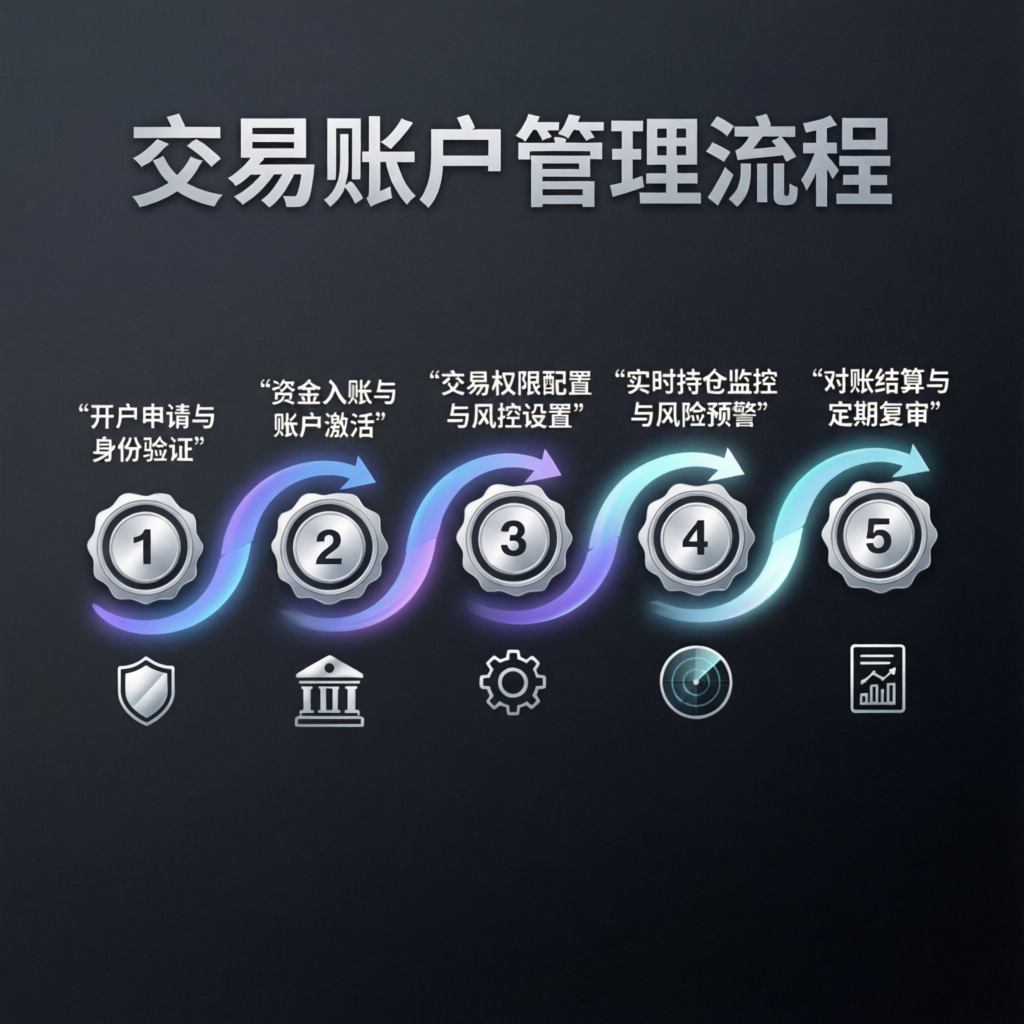 Step by step process flowchart for trading account management workflow