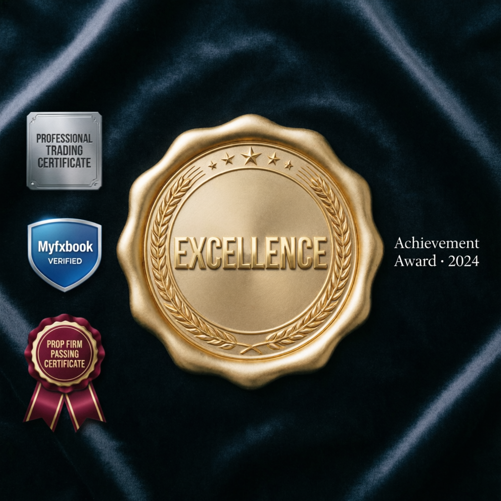 Professional trading certificate and Myfxbook verified badge - PFM Capitals Maven Trading passing certificate
