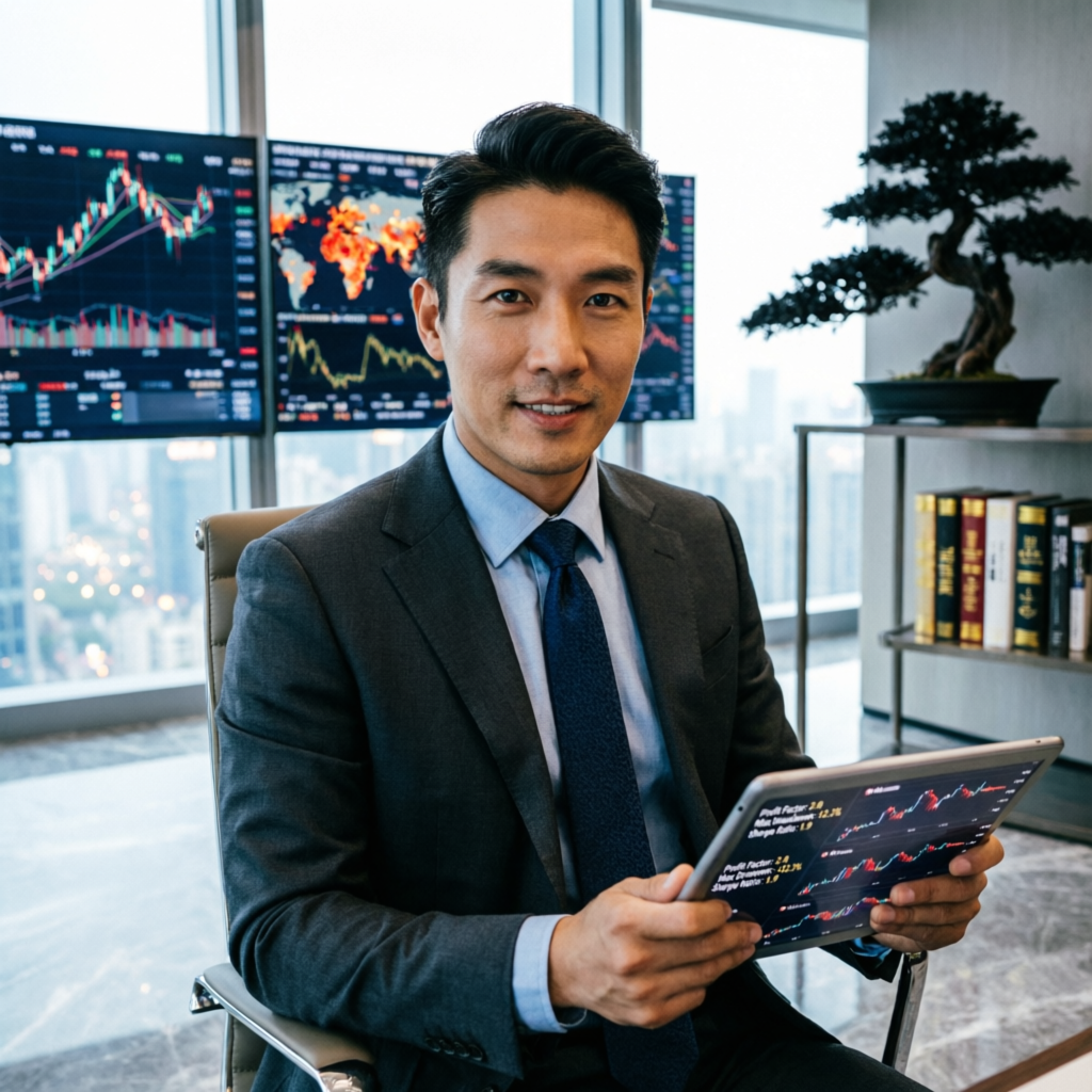 Professional trader analyzing prop firm metrics
