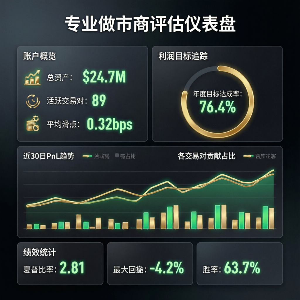 Professional prop firm evaluation dashboard showing account metrics and performance statistics