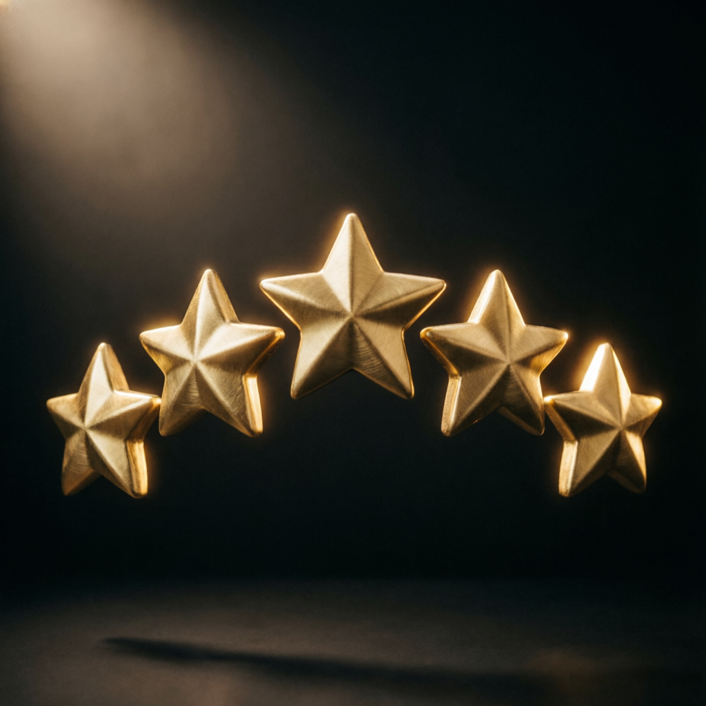 Five gold stars representing excellent customer reviews and satisfaction