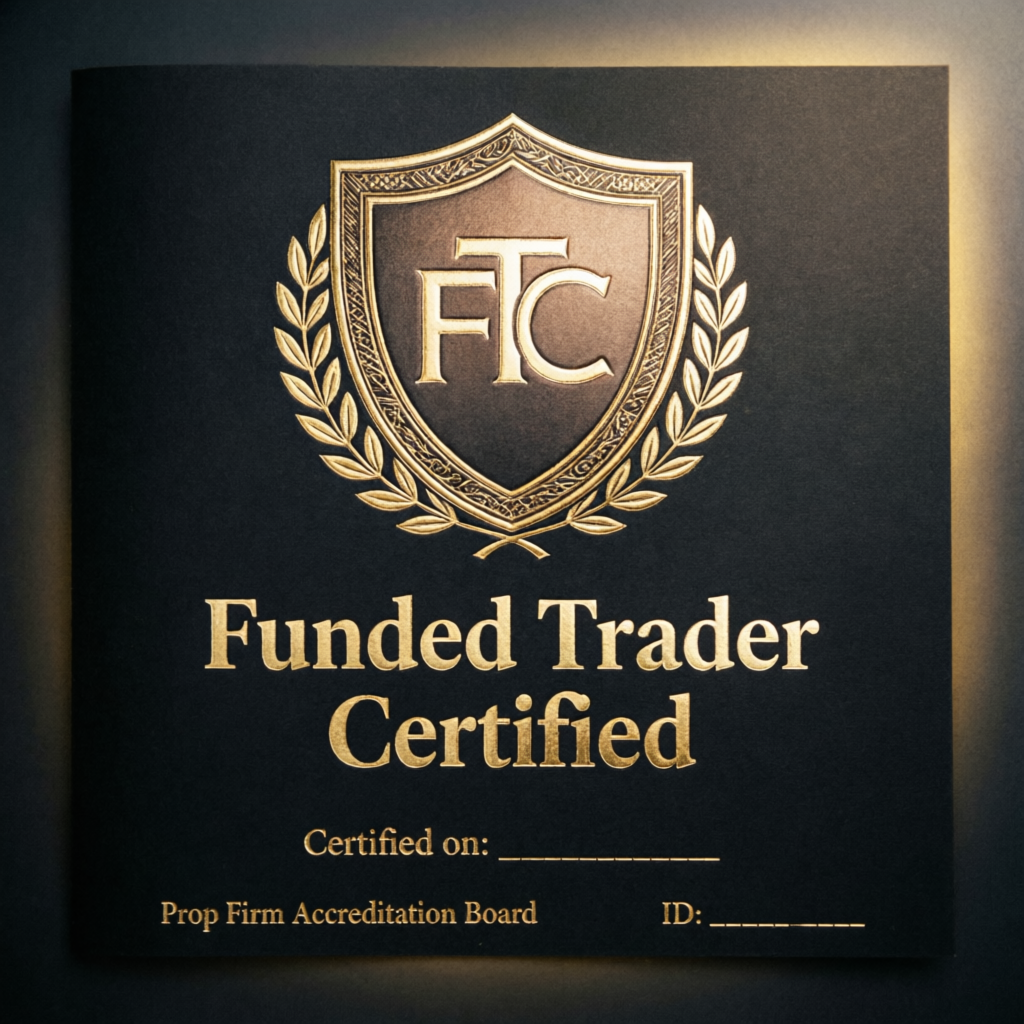Funded Trader Certified certificate - PFM Capitals achievement award