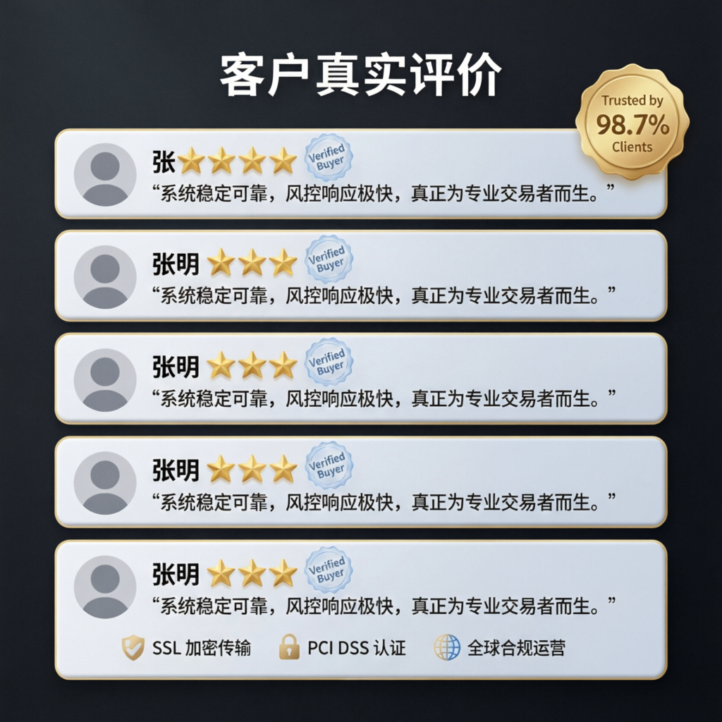Customer testimonials with 5-star ratings and verified buyer badges - PFM Capitals reviews
