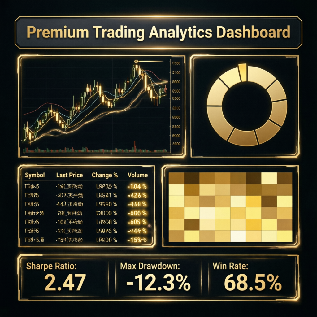 Premium trading analytics dashboard with performance metrics