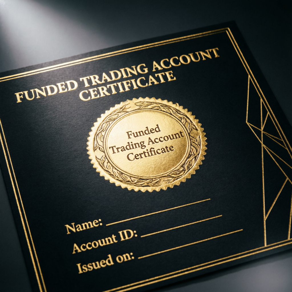 Funded Trading Account Certificate representing verified Apex Trader Funding success