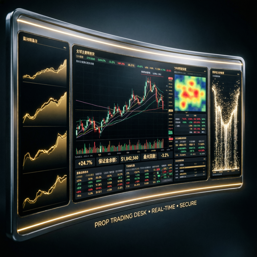 Premium Apex Trader Funding dashboard with professional trading charts and funded account management interface